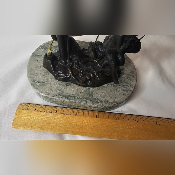 Andrea By Sadek Fairy On Swing Bronze Lamp Glass Flower Shade Marble Stand - Picture 9 of 12